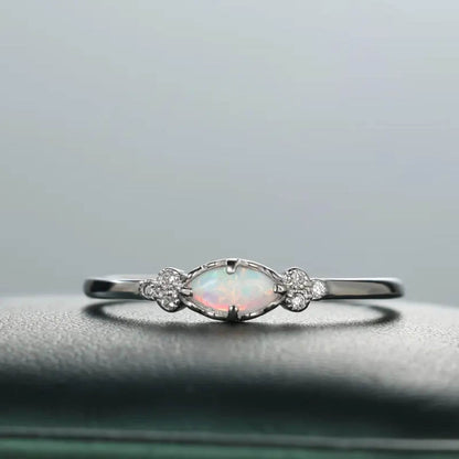 Luxury White Opal Crystal Ring