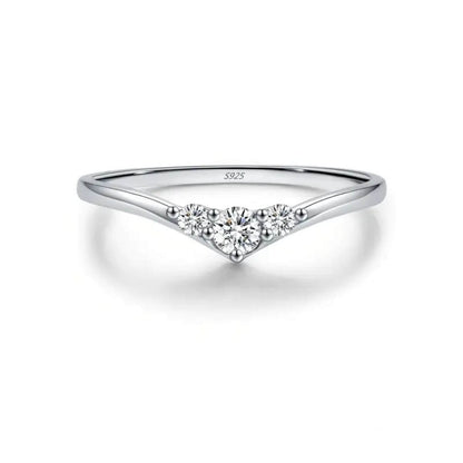 Luxury Zirconia Tri-Stone Silver Ring