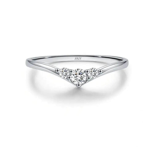 Luxury Zirconia Tri-Stone Silver Ring