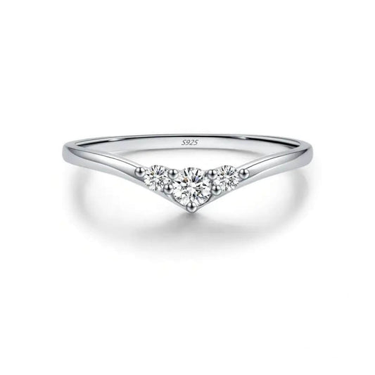 Luxury Zirconia Tri-Stone Silver Ring