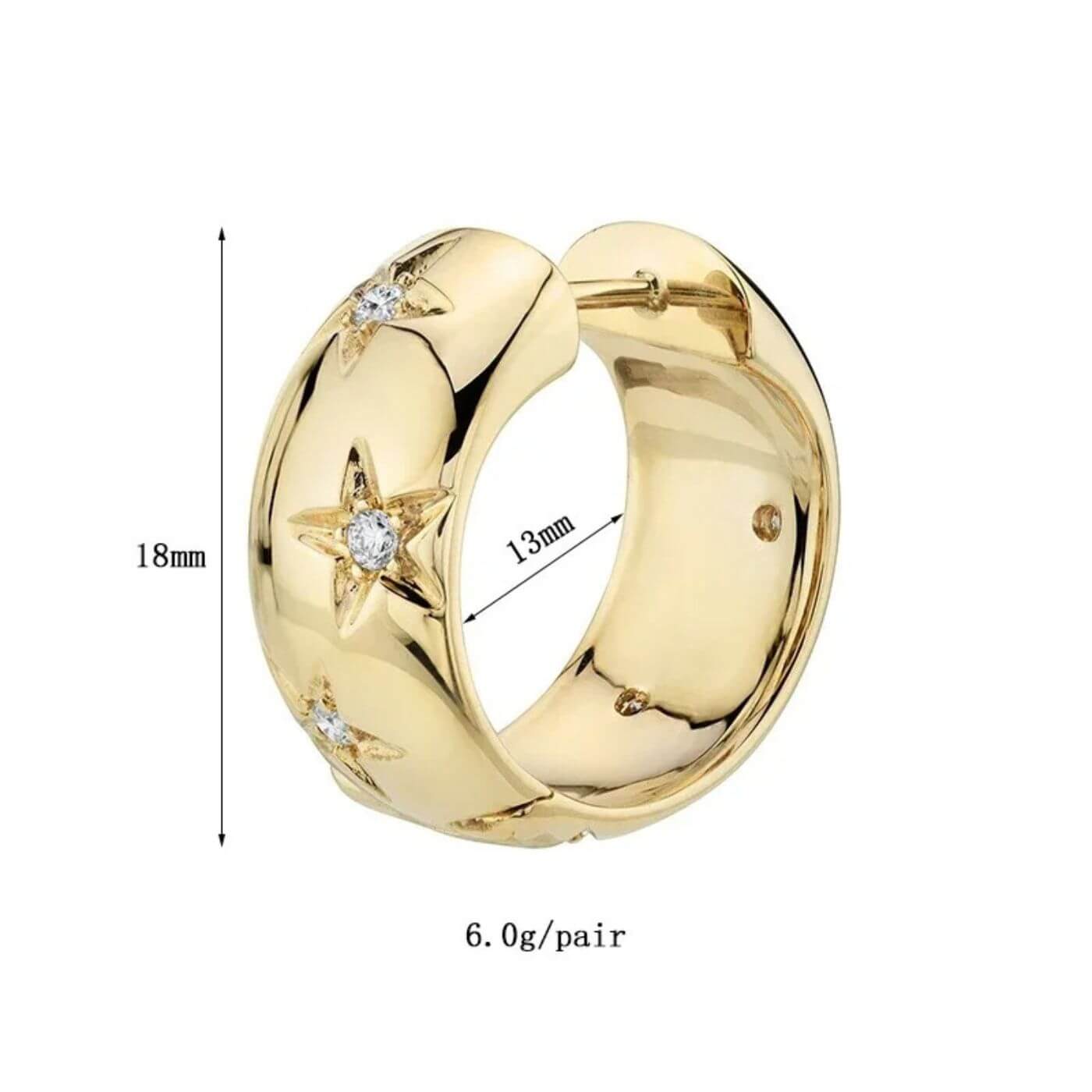 Luxury Diamond Star Hoop Earrings