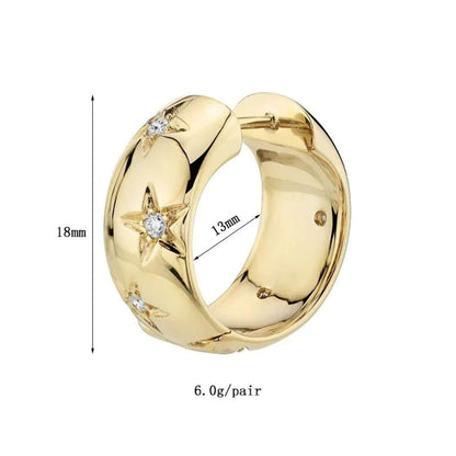 Luxury Diamond Star Hoop Earrings