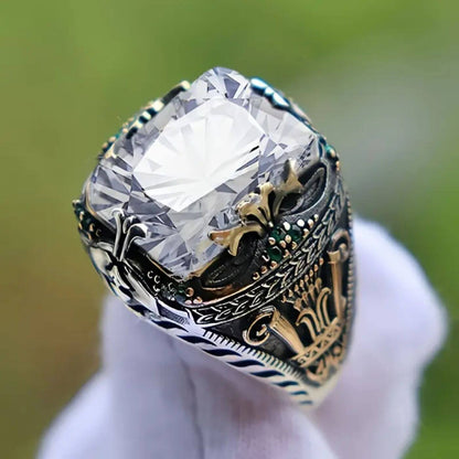 Majestic Crystal Engraved Ring