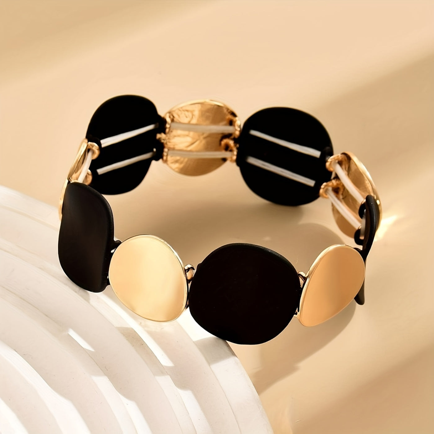 Modern Dual-Tone Circle Bracelet