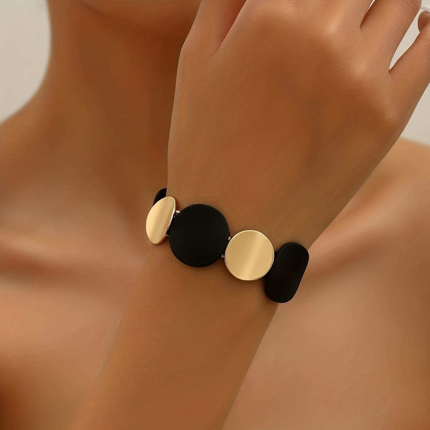 Modern Dual-Tone Circle Bracelet
