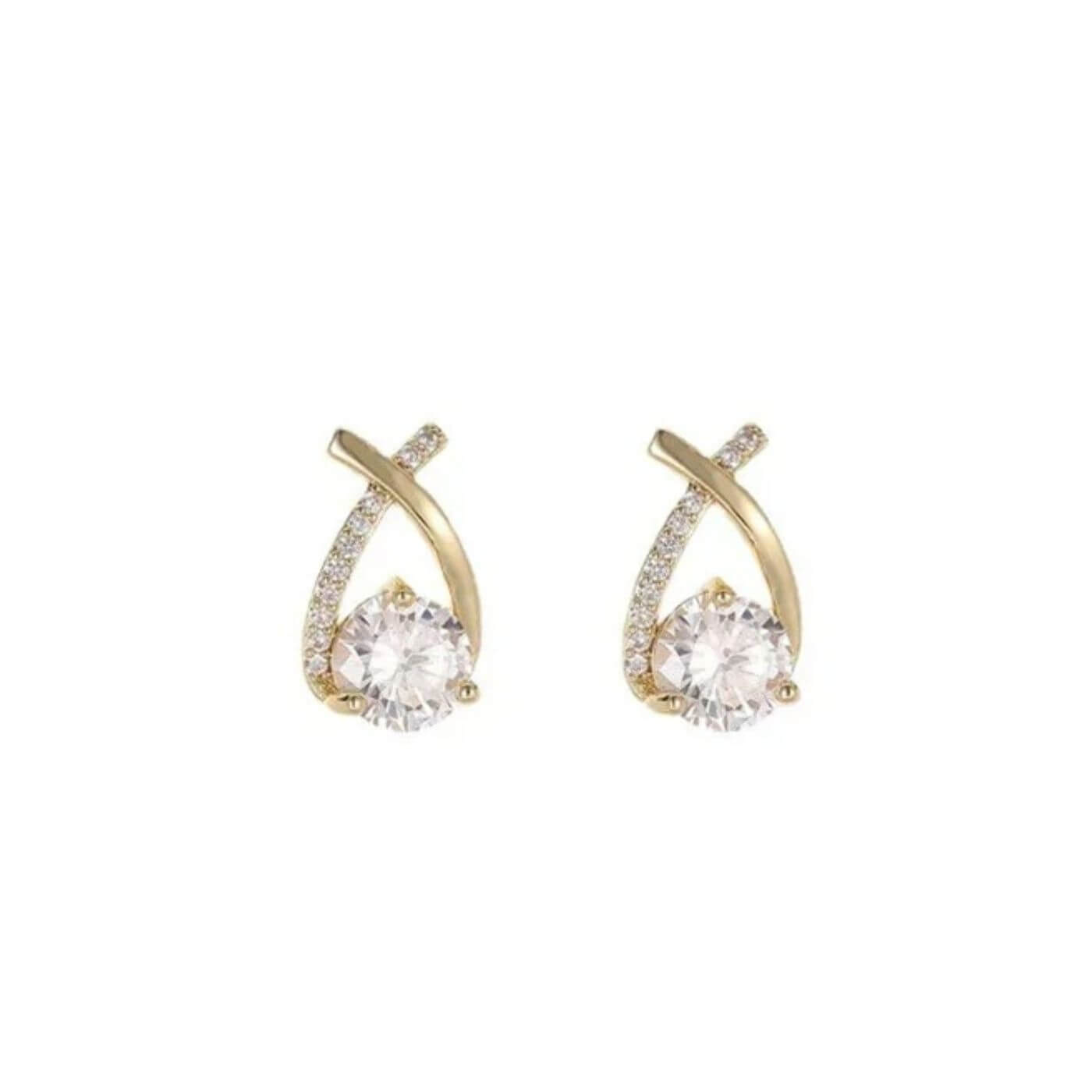 Radiant Crystal Curve Stud Earrings