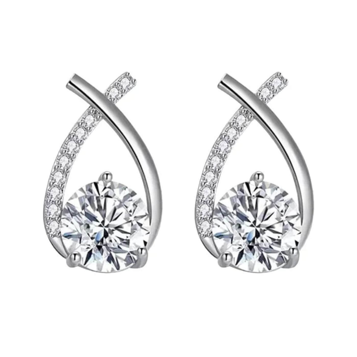 Radiant Crystal Curve Stud Earrings