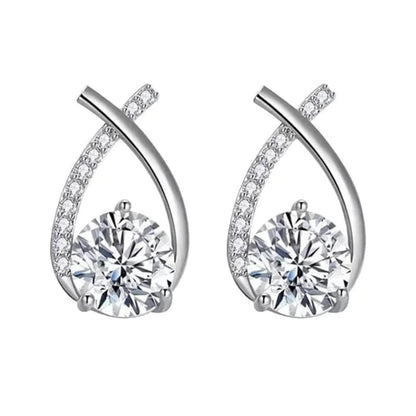 Radiant Crystal Curve Stud Earrings