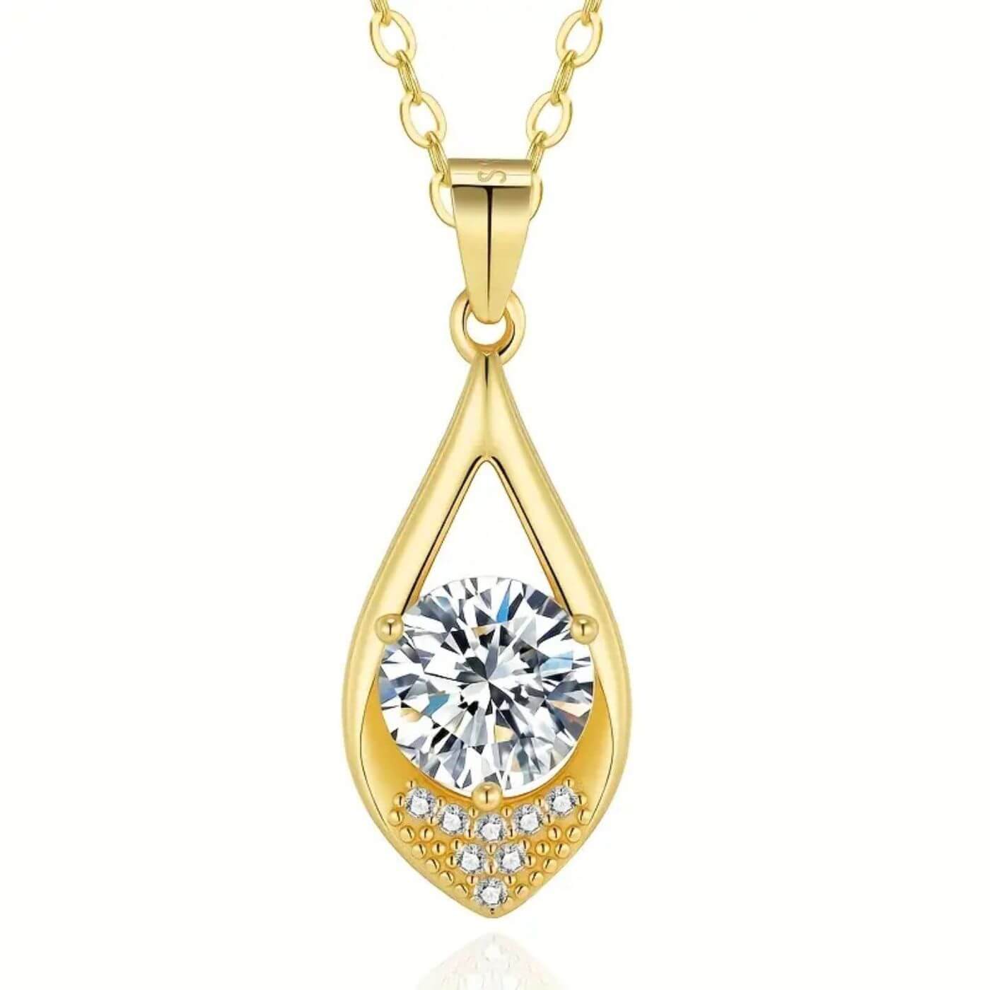 Radiant Diamond-Style Drop Pendant Necklace