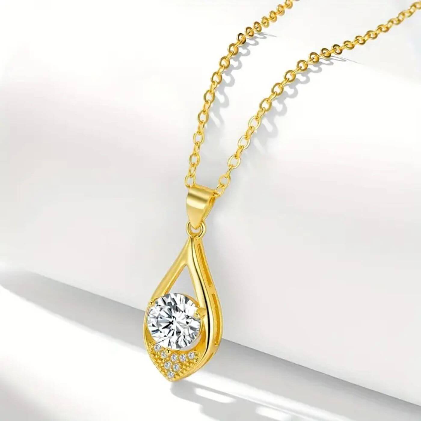 Radiant Diamond-Style Drop Pendant Necklace