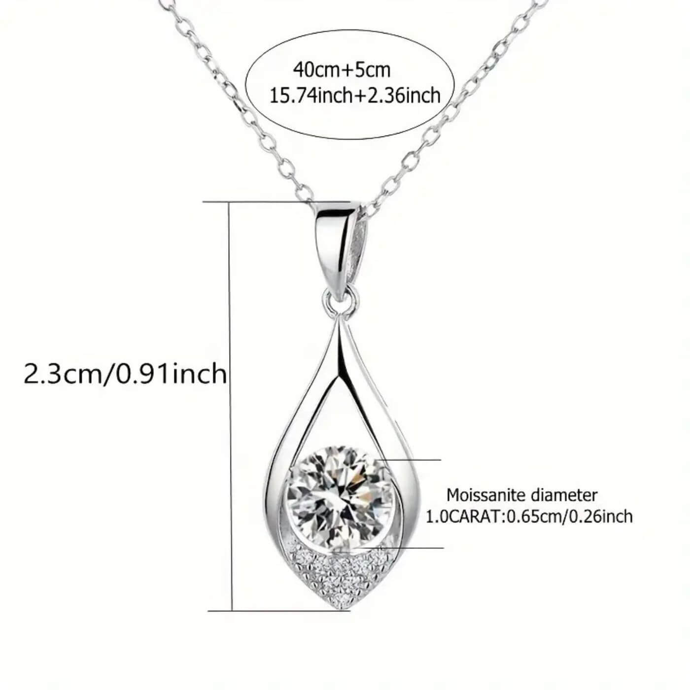 Radiant Diamond-Style Drop Pendant Necklace