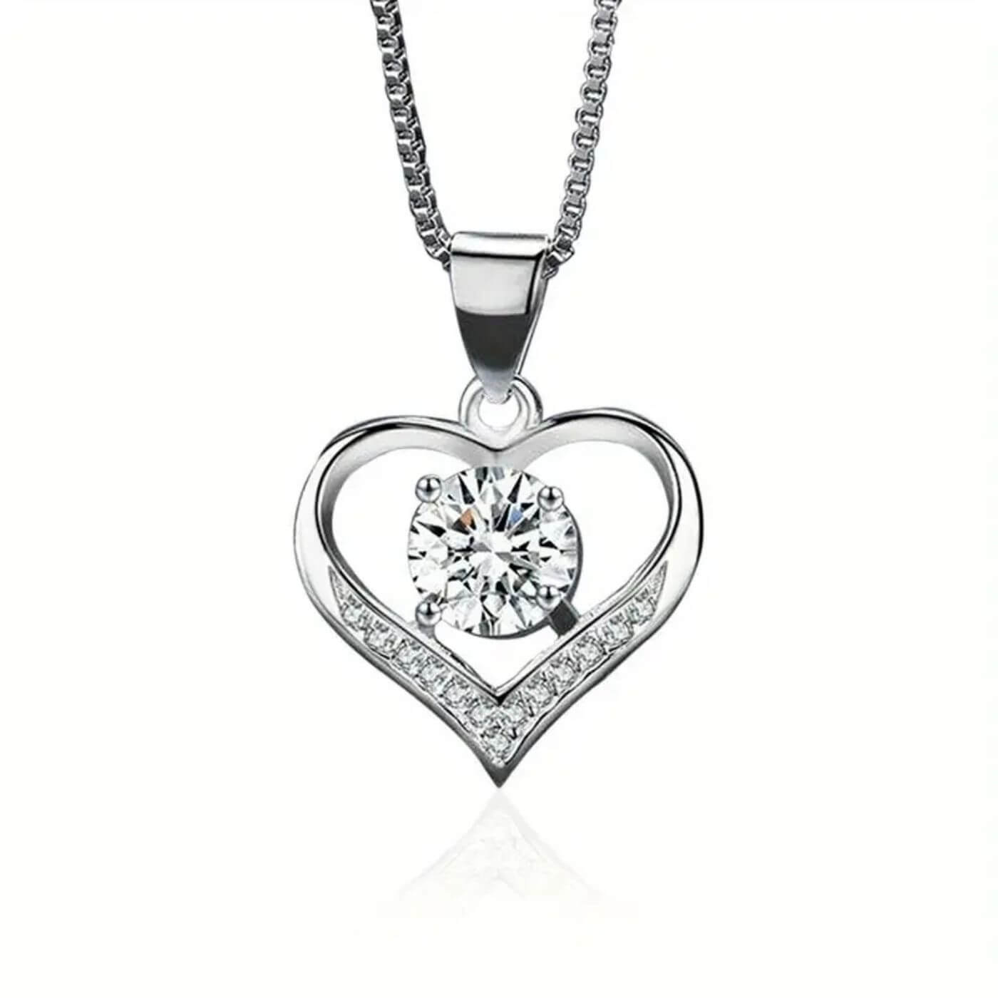 Radiant Diamond-Style Heart Necklace