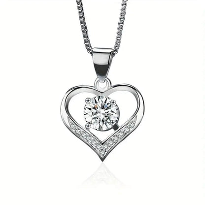 Radiant Diamond-Style Heart Necklace