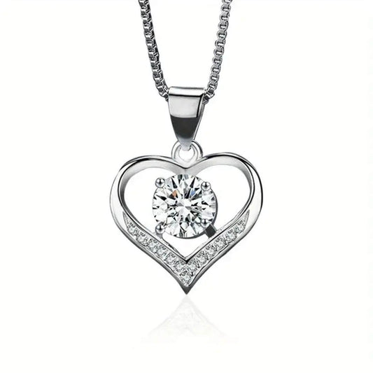 Radiant Diamond-Style Heart Necklace