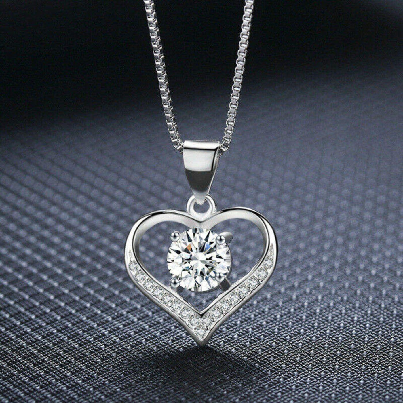 Radiant Diamond-Style Heart Necklace