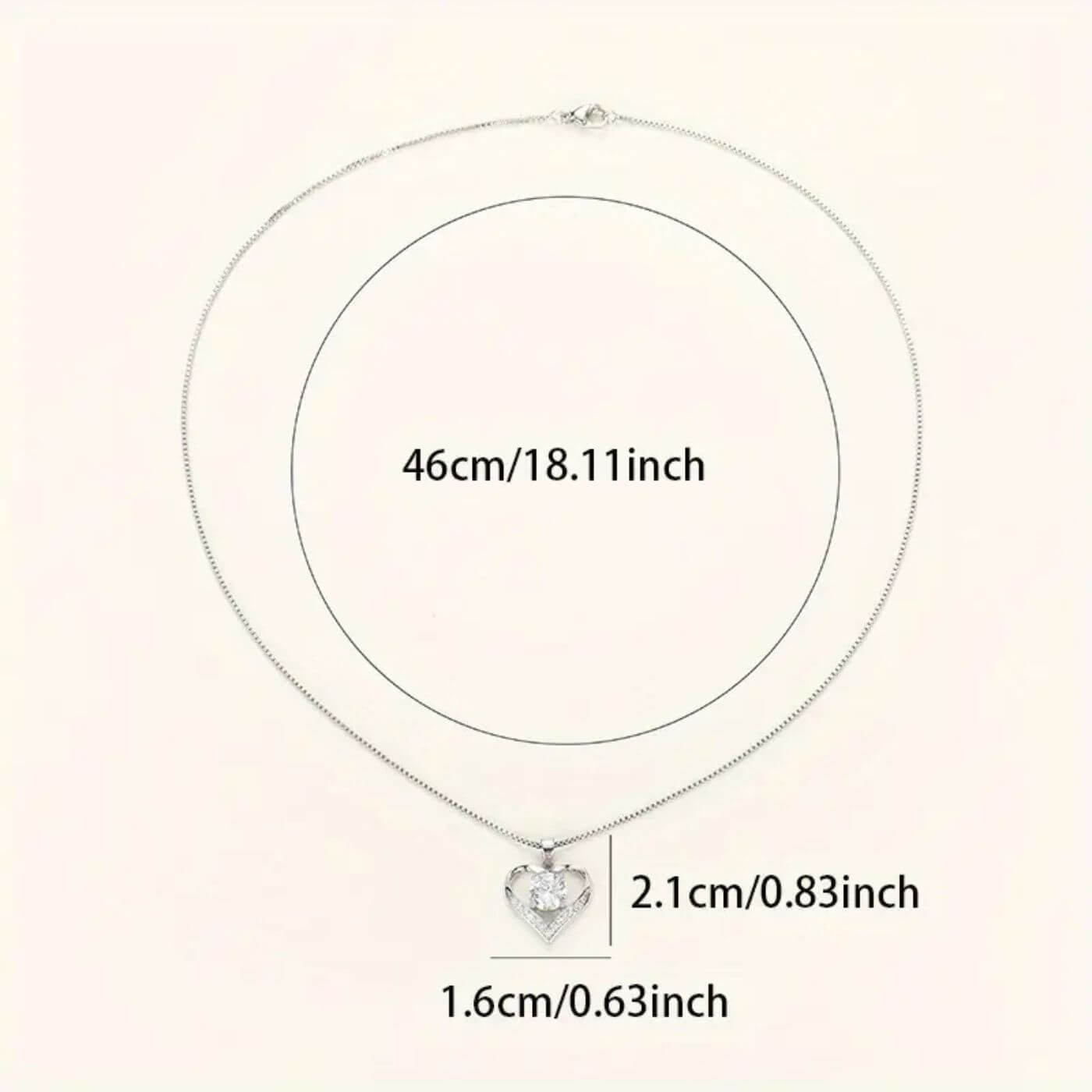 Radiant Diamond-Style Heart Necklace