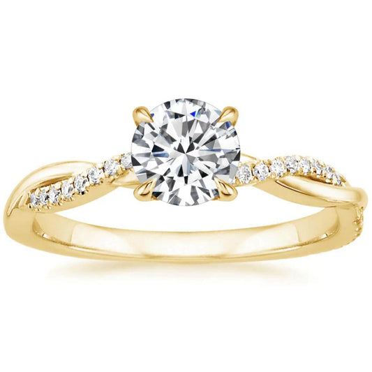 Radiant Zirconia Gold Twist Ring