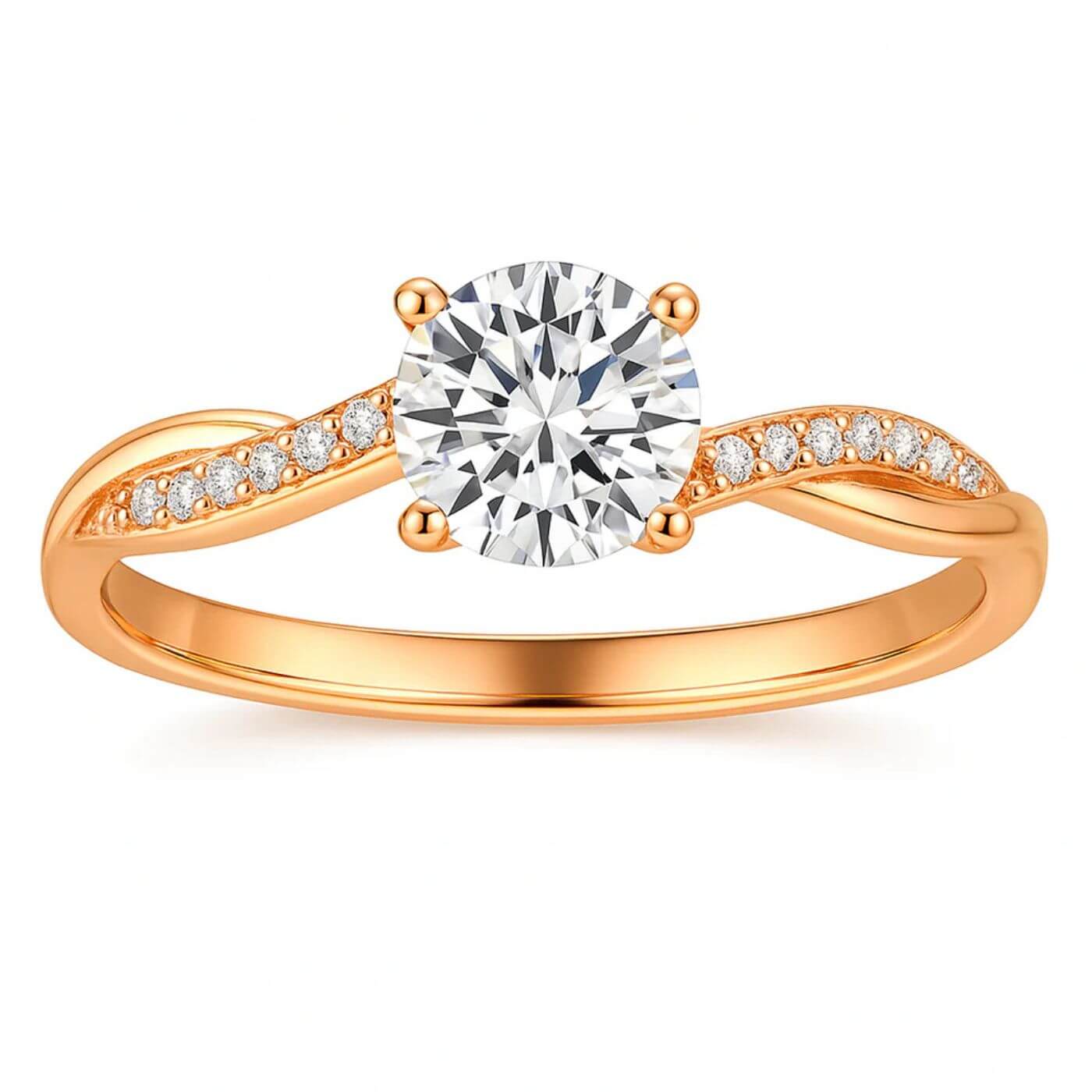 Radiant Zirconia Gold Twist Ring