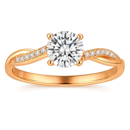 Radiant Zirconia Gold Twist Ring