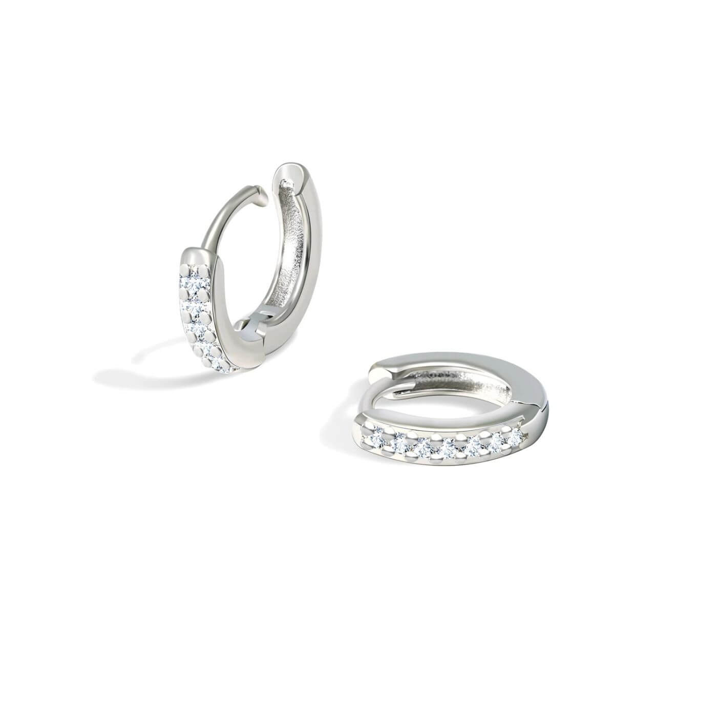 Radiant Zirconia Silver Hoop Earrings