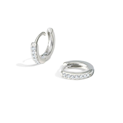 Radiant Zirconia Silver Hoop Earrings