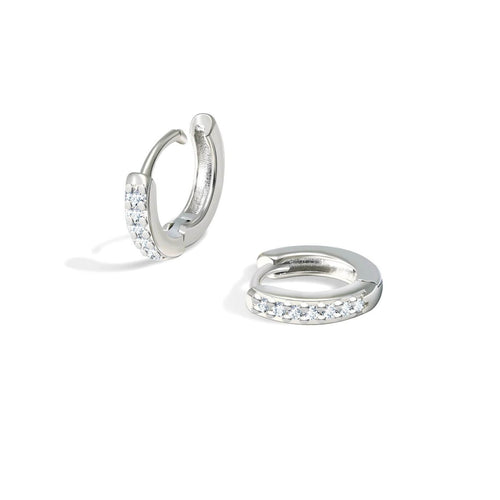 Radiant Zirconia Silver Hoop Earrings