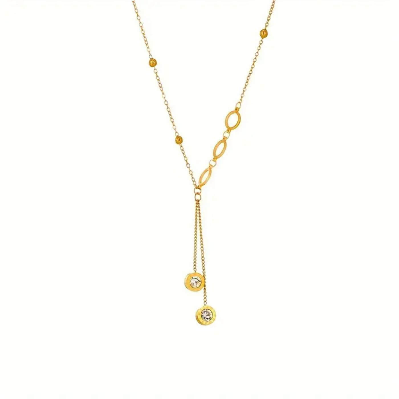 Refined Crystal Drop Chain Necklace