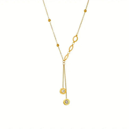 Refined Crystal Drop Chain Necklace