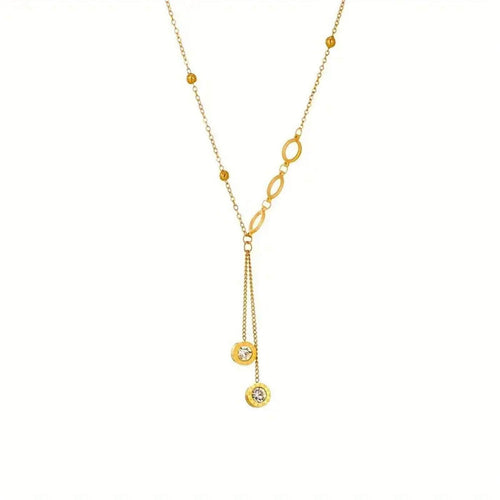 Refined Crystal Drop Chain Necklace