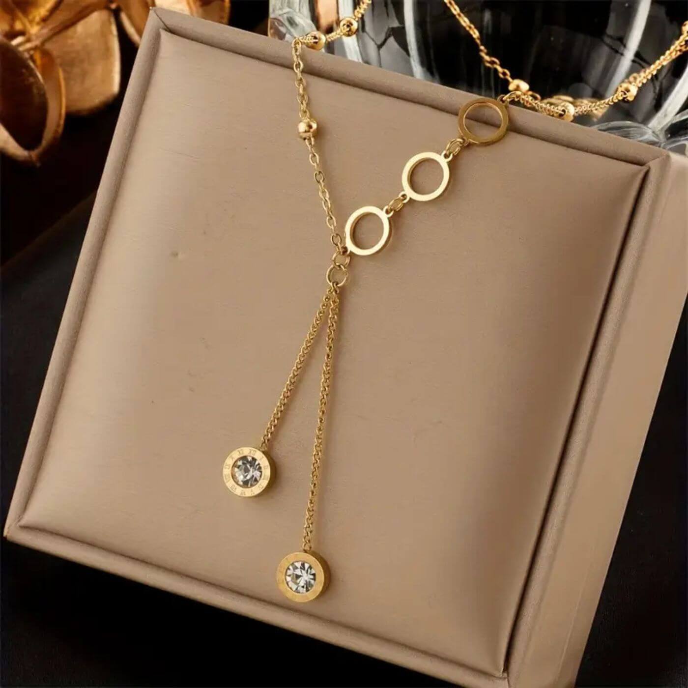Refined Crystal Drop Chain Necklace