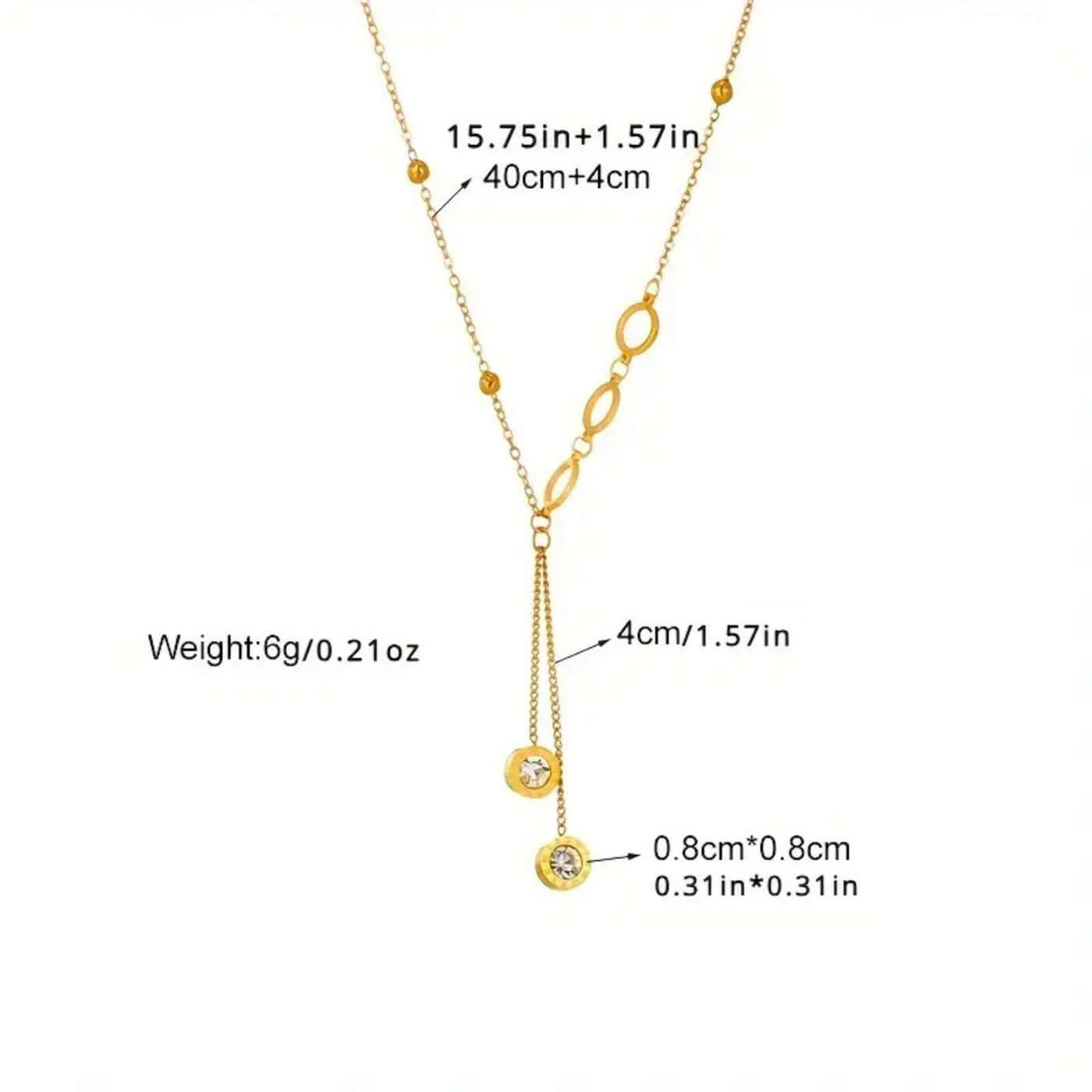 Refined Crystal Drop Chain Necklace