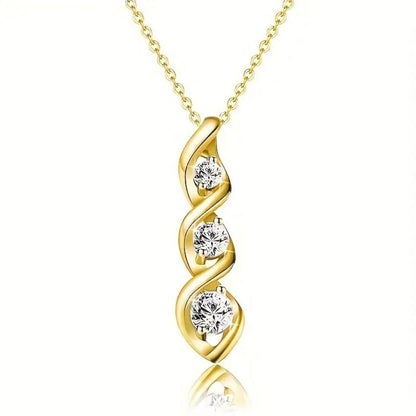 Refined Crystal Spiral Pendant Necklace