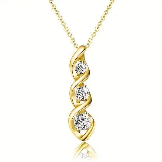 Refined Crystal Spiral Pendant Necklace