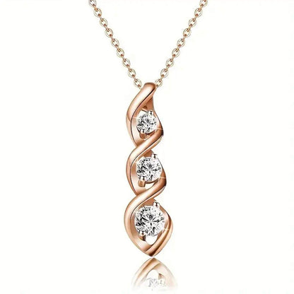 Refined Crystal Spiral Pendant Necklace