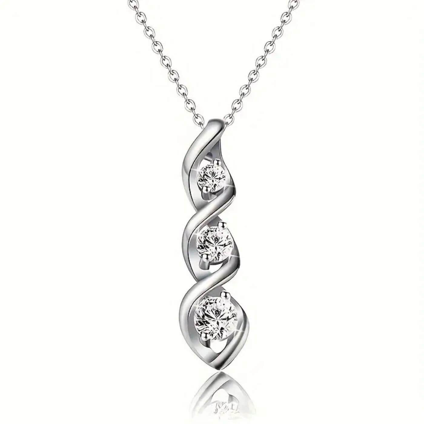 Refined Crystal Spiral Pendant Necklace