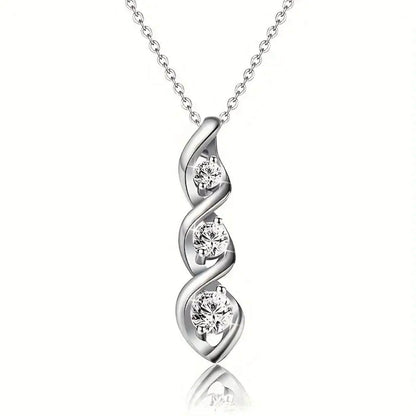 Refined Crystal Spiral Pendant Necklace