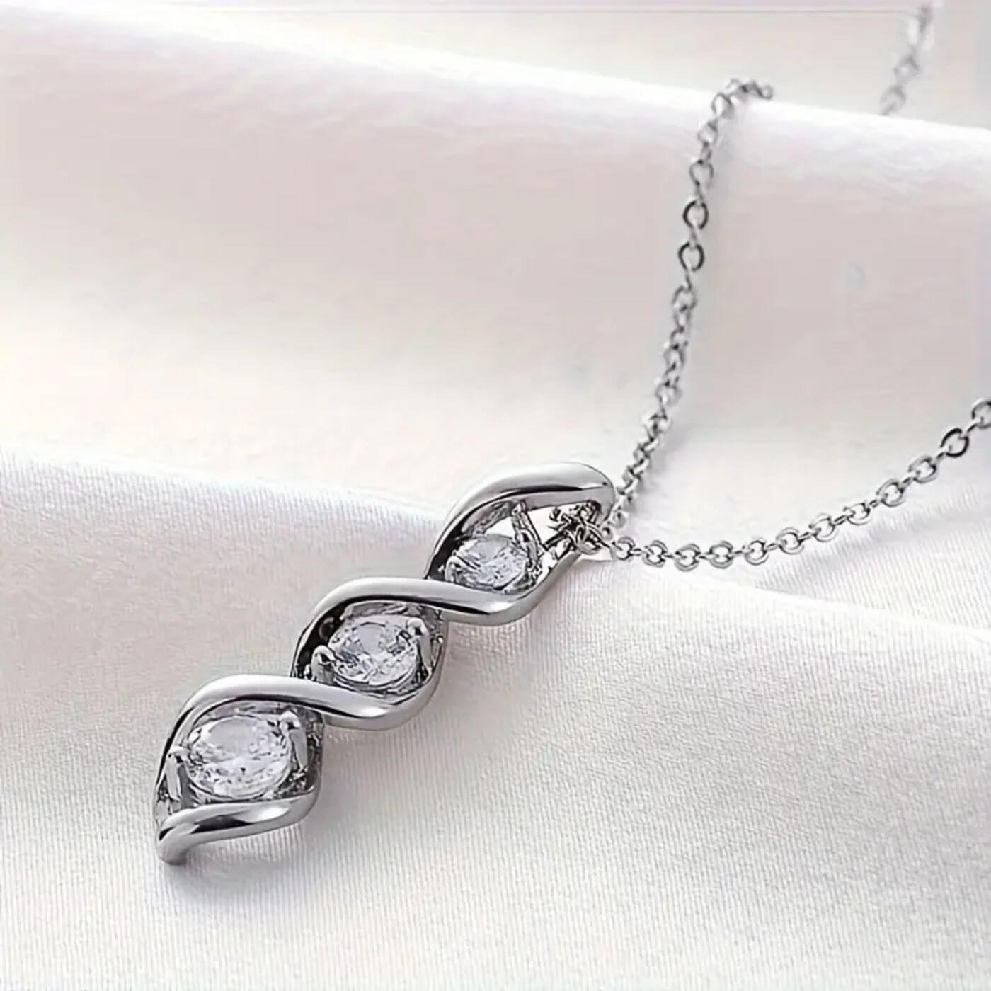 Refined Crystal Spiral Pendant Necklace