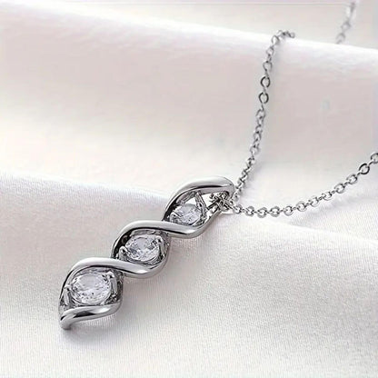 Refined Crystal Spiral Pendant Necklace