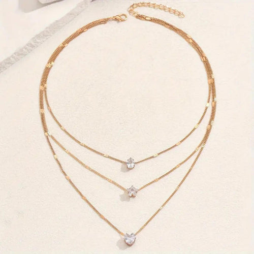 Refined Diamond-Inspired Layered Pendant Necklace