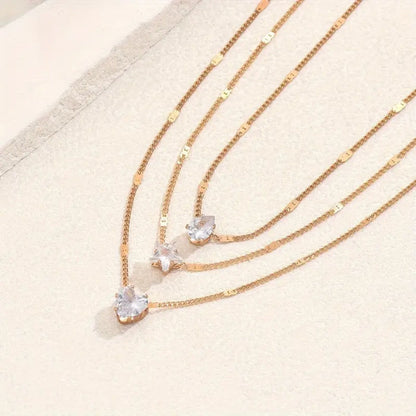 Refined Diamond-Inspired Layered Pendant Necklace