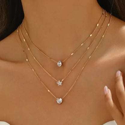 Refined Diamond-Inspired Layered Pendant Necklace