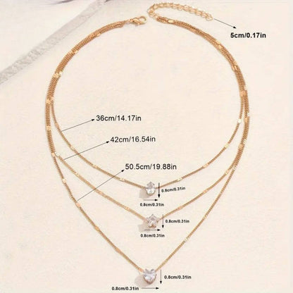 Refined Diamond-Inspired Layered Pendant Necklace