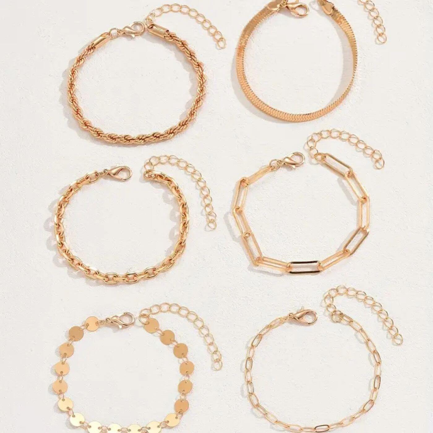 Refined Gold Link and Rope Bracelet Set