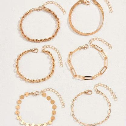 Refined Gold Link and Rope Bracelet Set