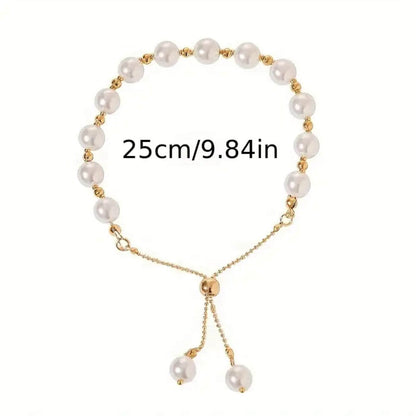Refined Gold Plated Pearl Chain Bracelet