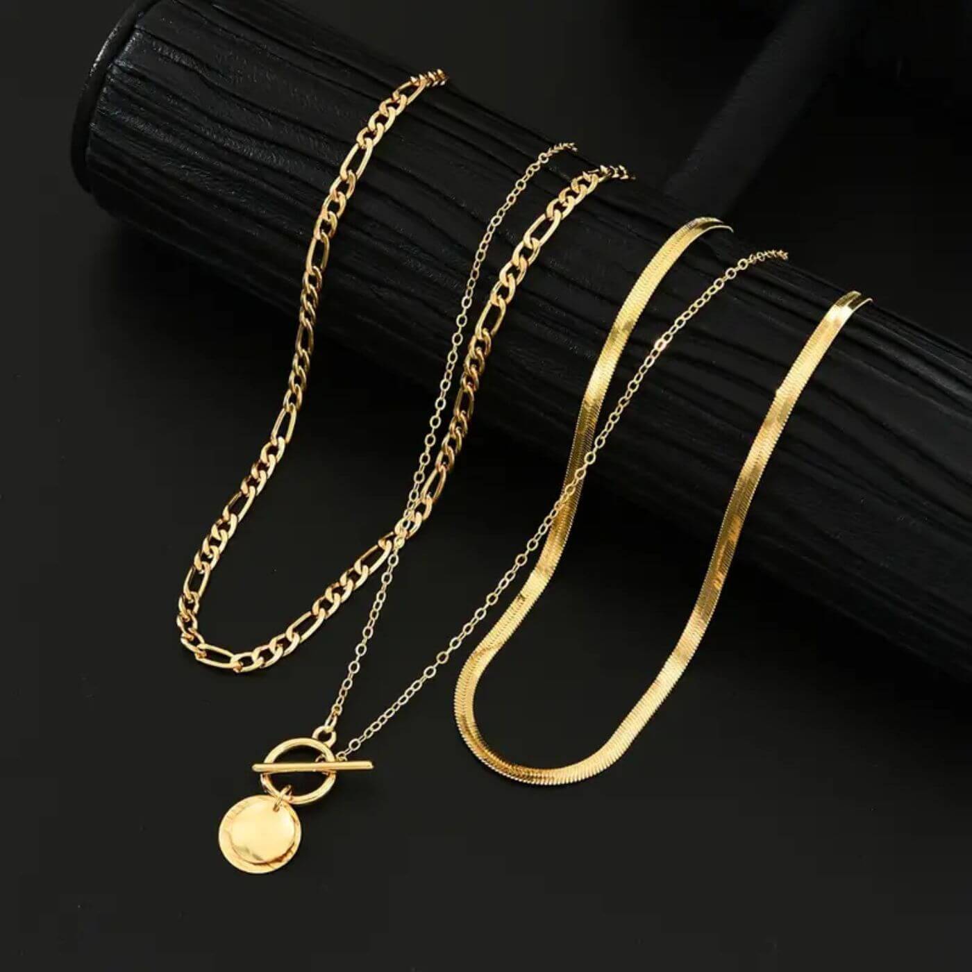 Refined Gold Statement Chain Necklace Set