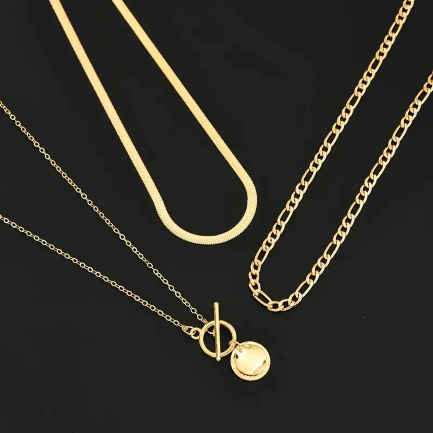 Refined Gold Statement Chain Necklace Set
