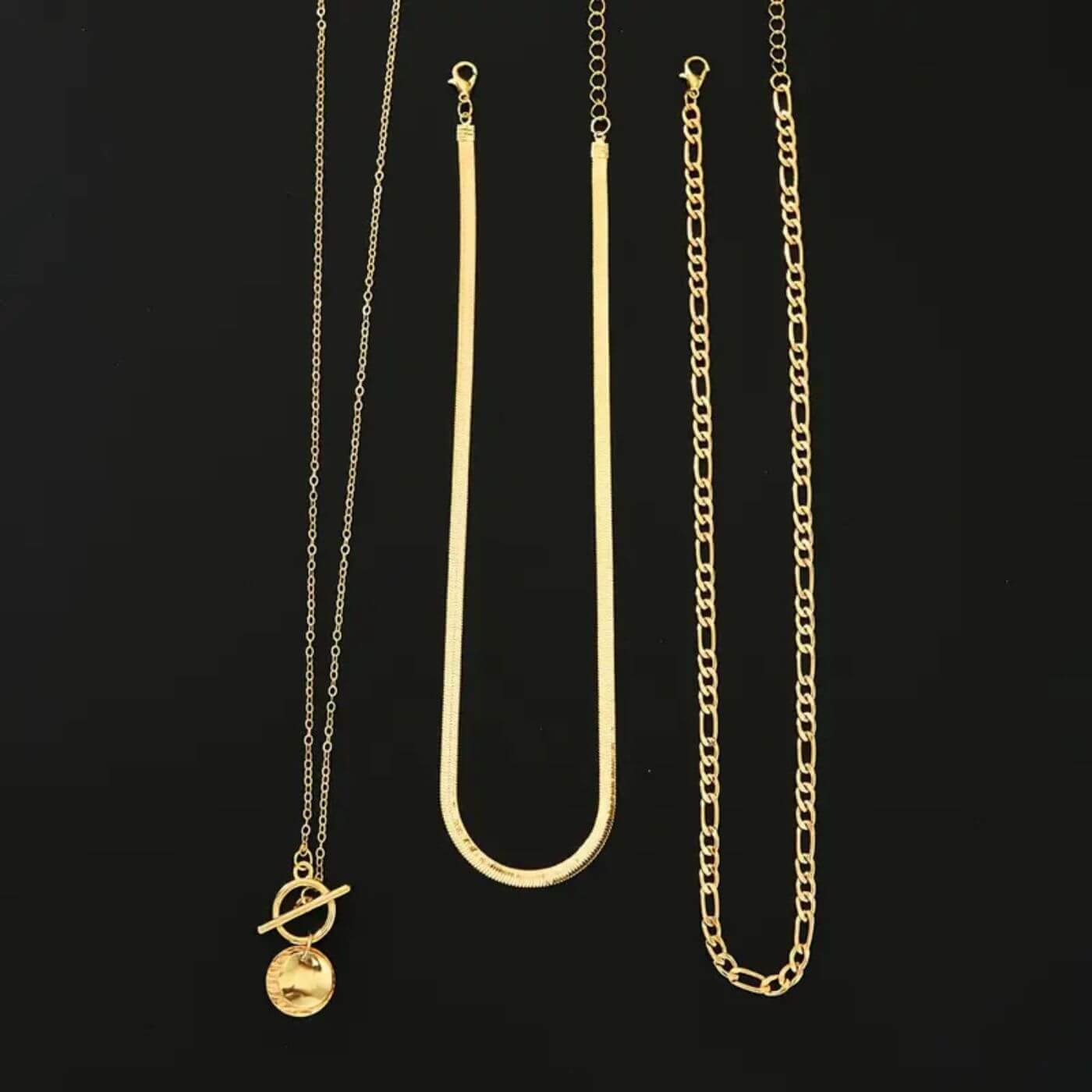 Refined Gold Statement Chain Necklace Set