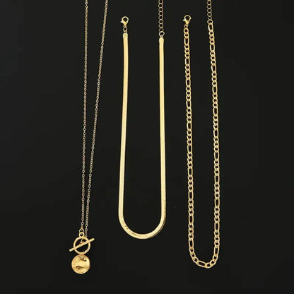 Refined Gold Statement Chain Necklace Set
