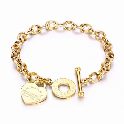 Refined Inscribed Heart Bracelet